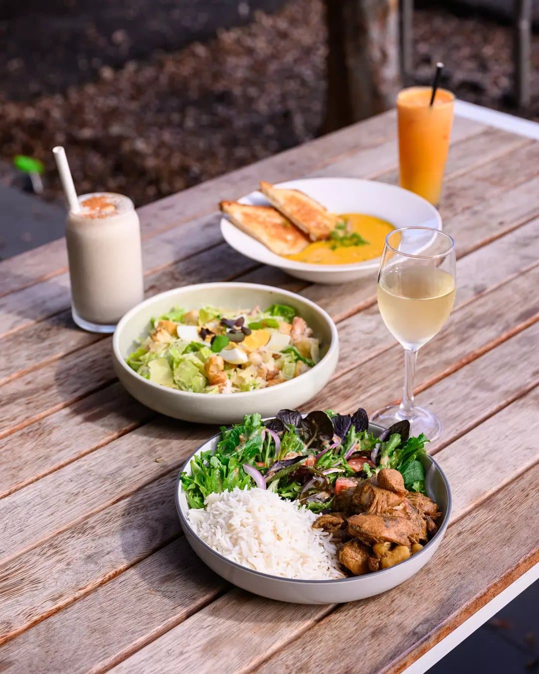 Lunch bowls and fresh juice